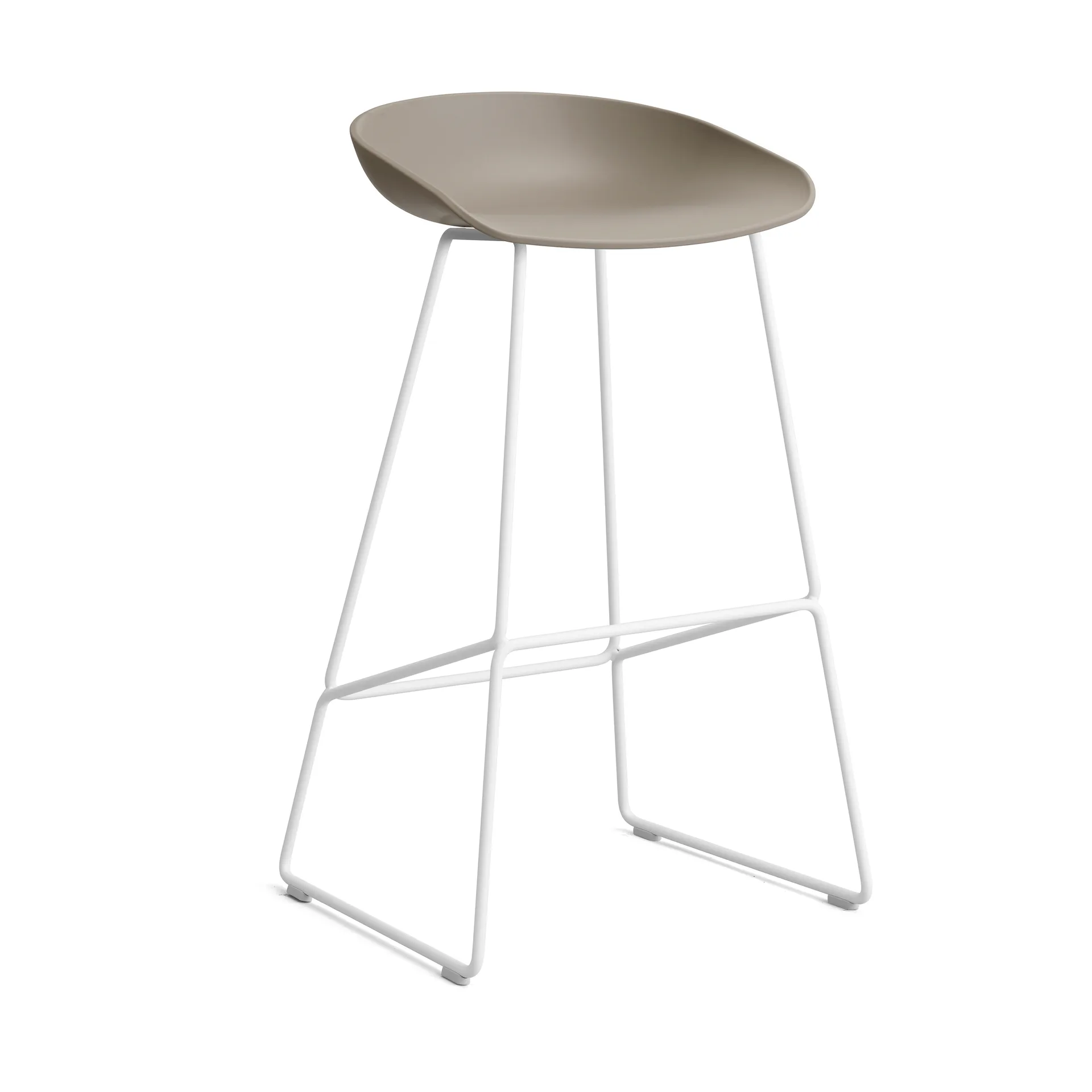 About a Stool 38 High barstol 2.0, Khaki-hvitt stål stativ HAY