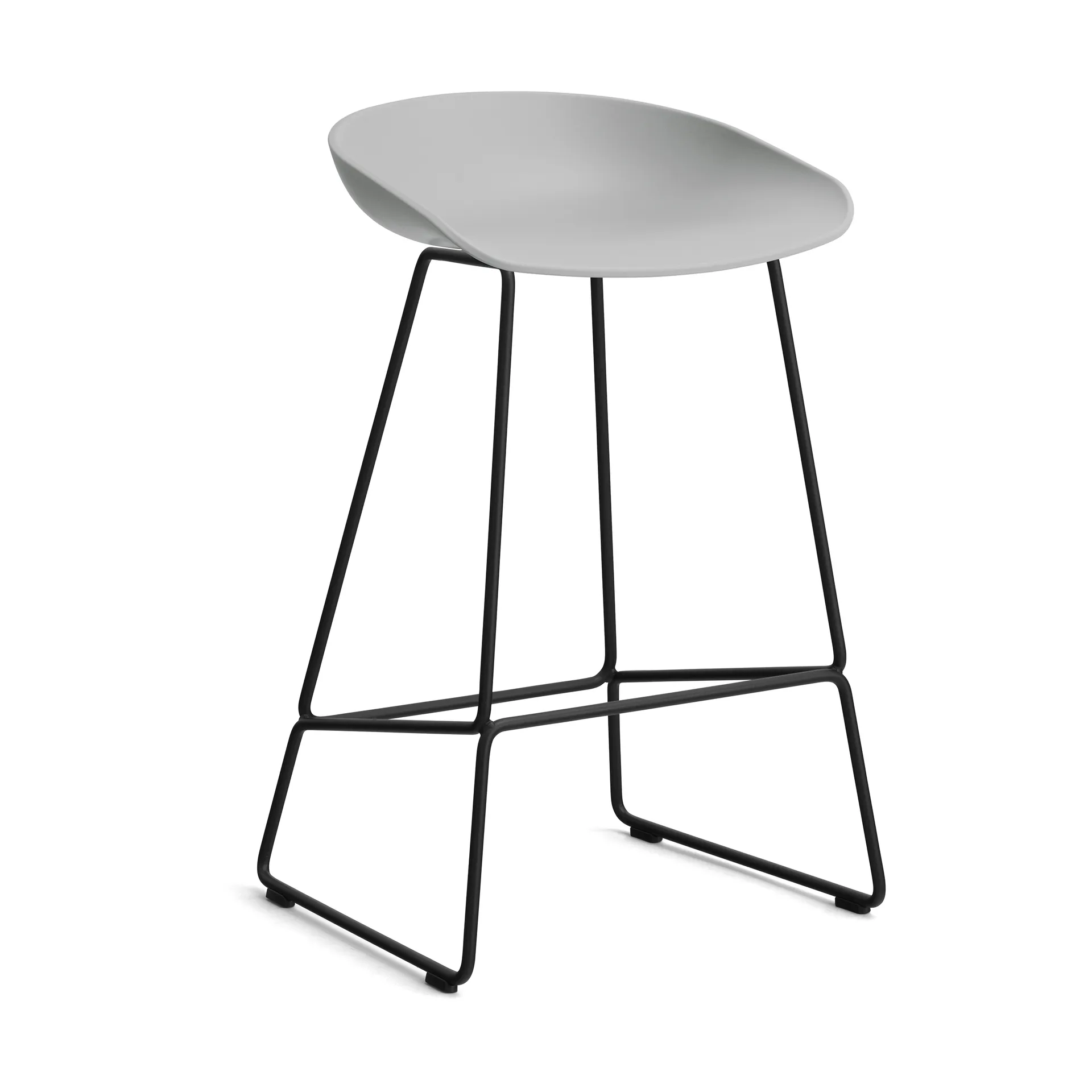 About a Stool 38 Low barstol 2.0, Concrete grey-svart stål stativ HAY