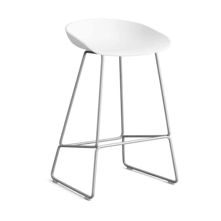 About a Stool 38 Low barstol 2.0 - Hvit-rustfritt stål stativ - HAY