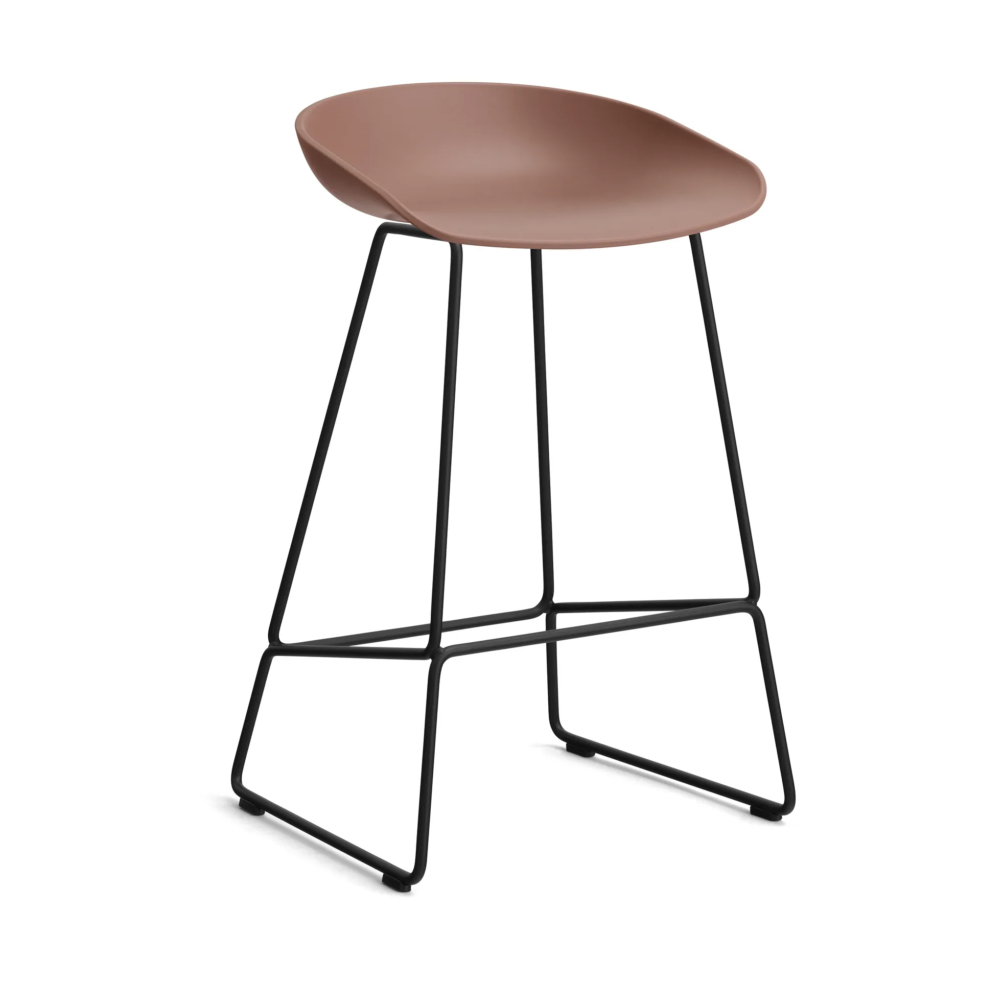 About a Stool 38 Low barstol 2.0, Soft brick-svart stål stativ HAY