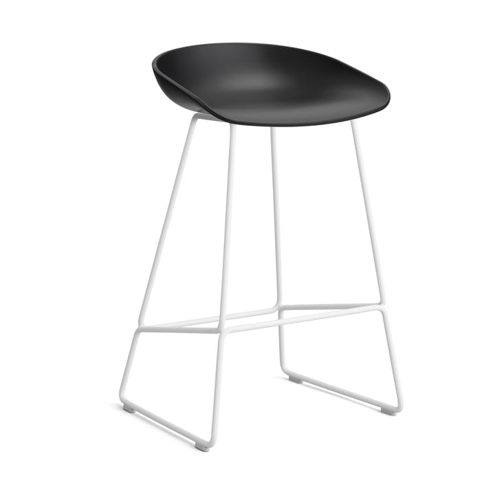 About a Stool 38 Low barstol 2.0 - Svart-hvitt stål stativ - HAY