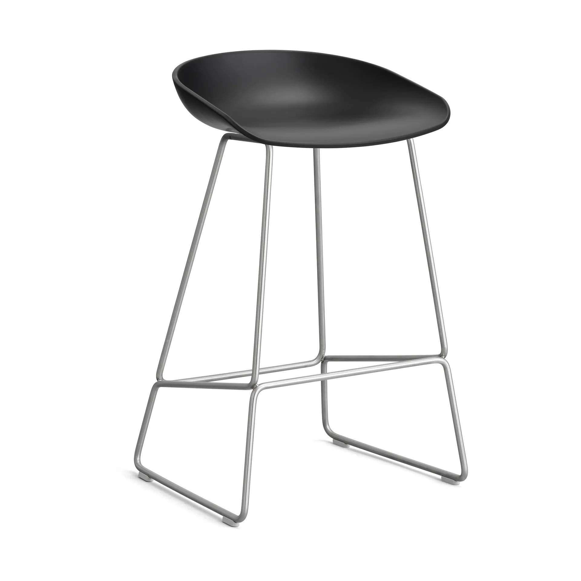 About a Stool 38 Low barstol 2.0, Svart-rostfritt stålfot HAY