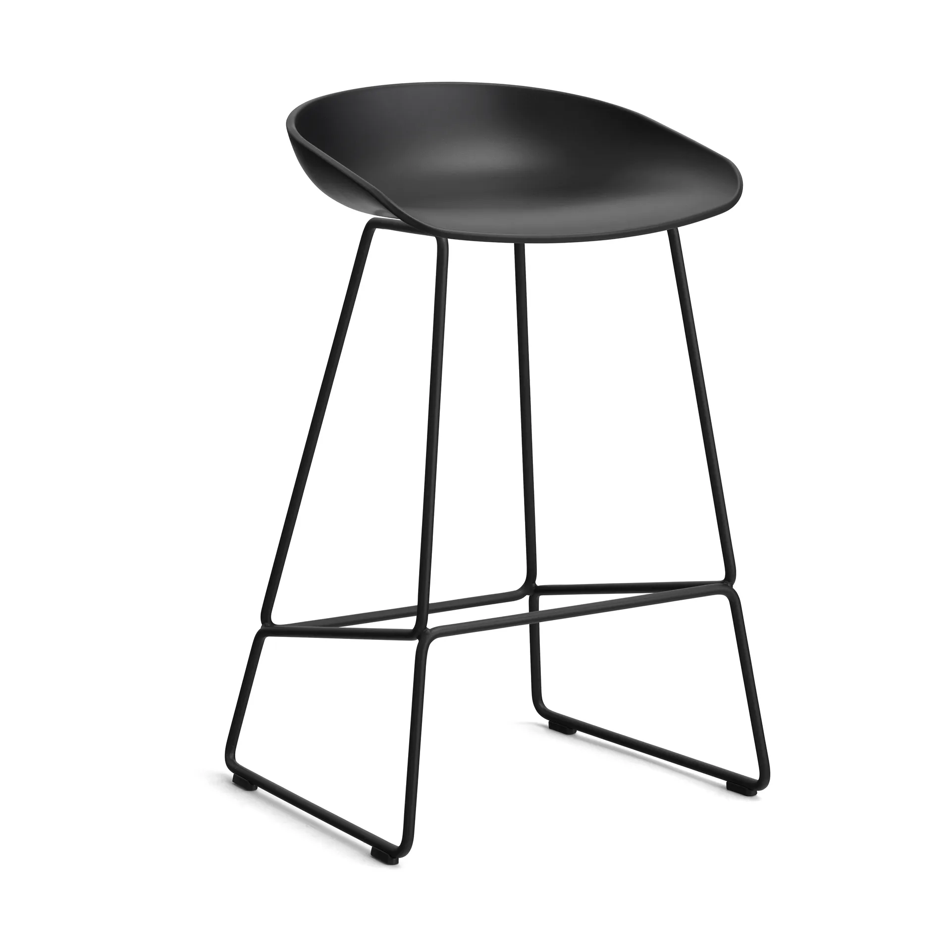 About a Stool 38 Low barstol 2.0, Svart-svart stål stativ HAY