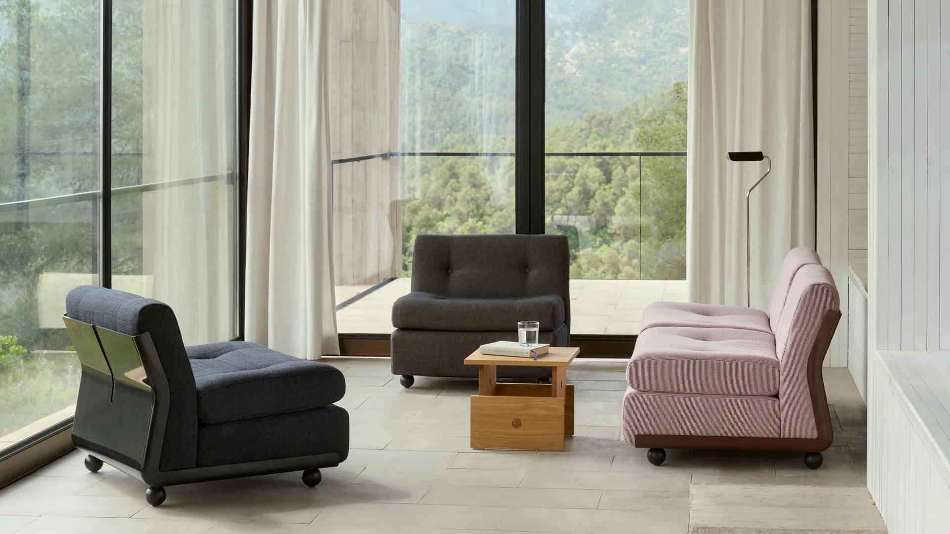 Amanta sofamodul, Antrasitt-turf blue red mélange, 1-seter/lenestol HAY