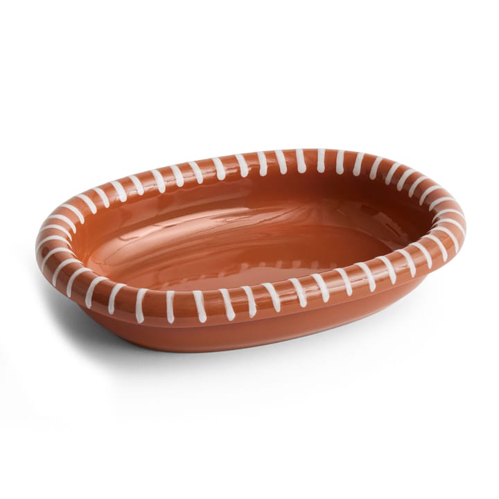 Barro ovalt serveringsfat lite 20x27,5 cm - Natural with stripes - HAY