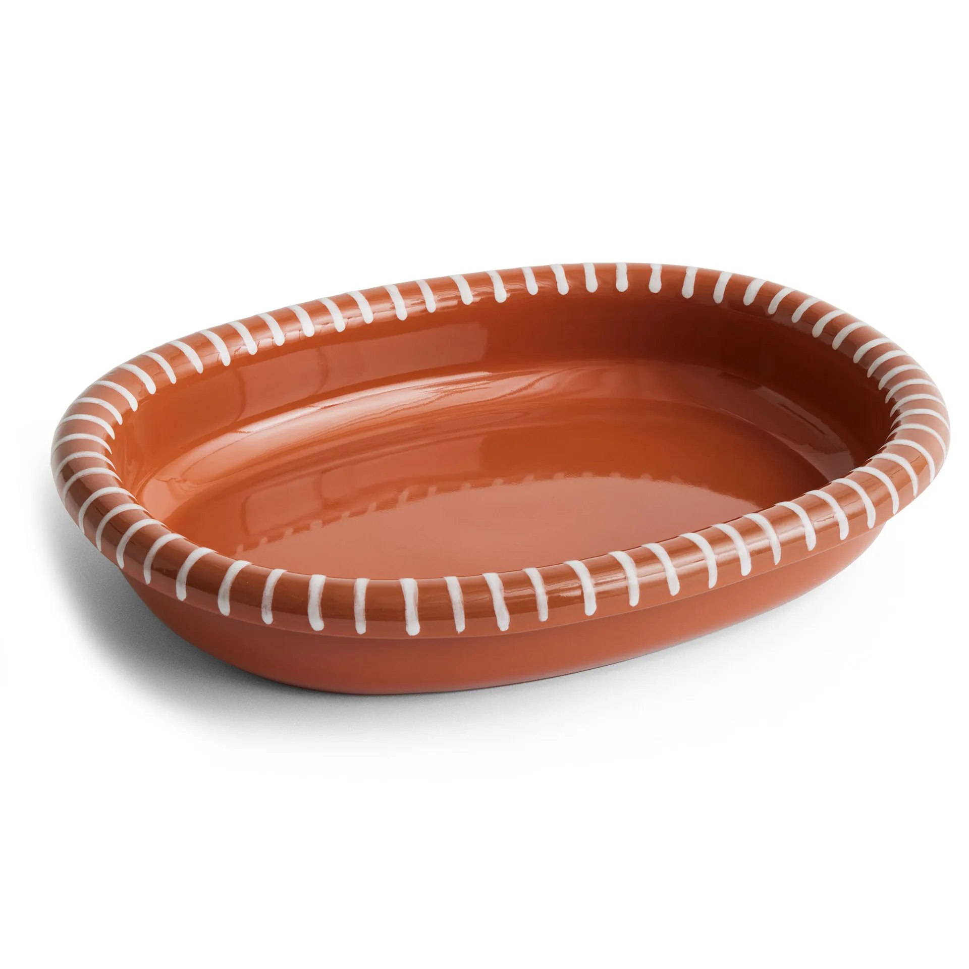 Barro ovalt serveringsfat stort 27x36 cm, Natural with stripes HAY