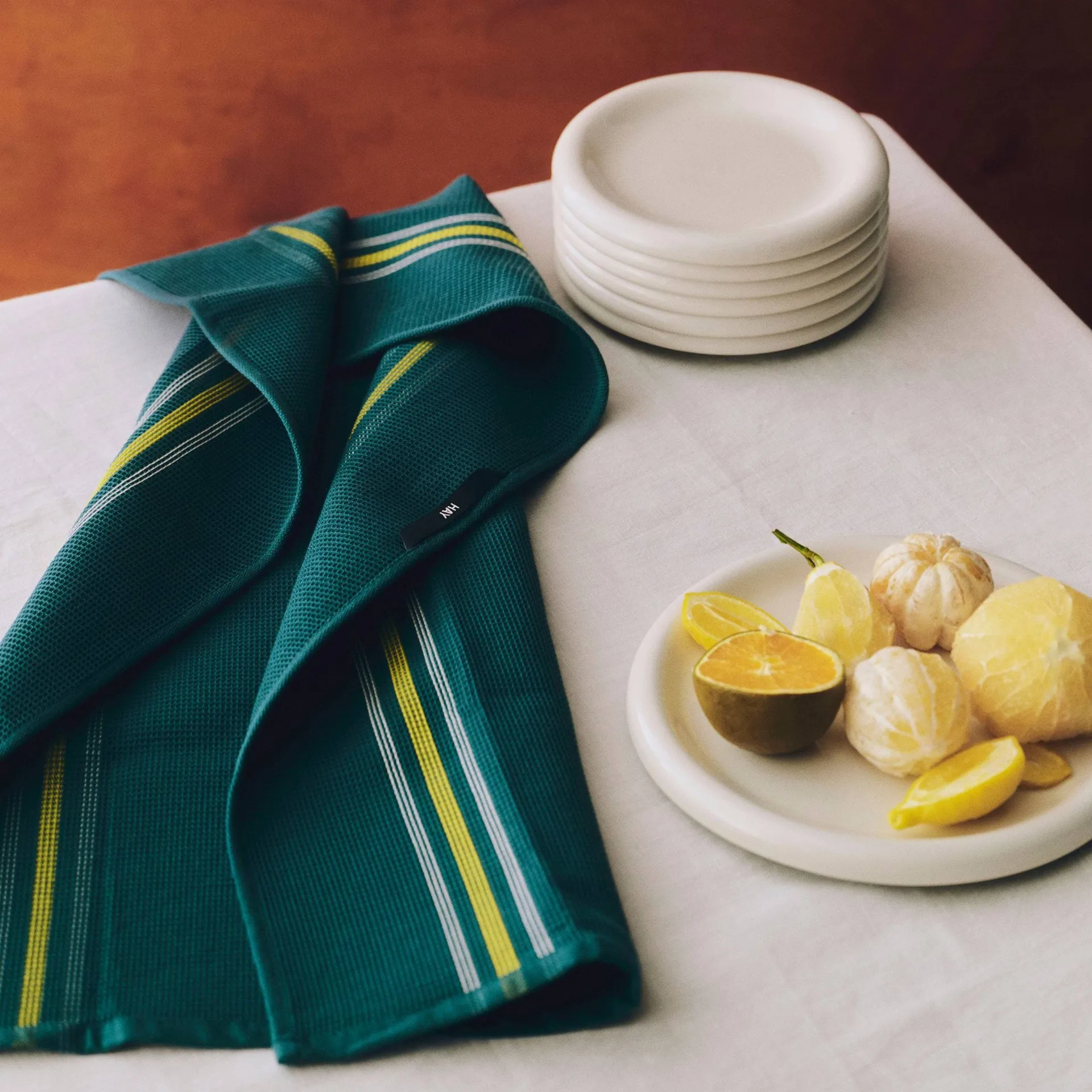 Canteen kjøkkenhåndkle 52×80 cm, Green-yellow block stripe HAY