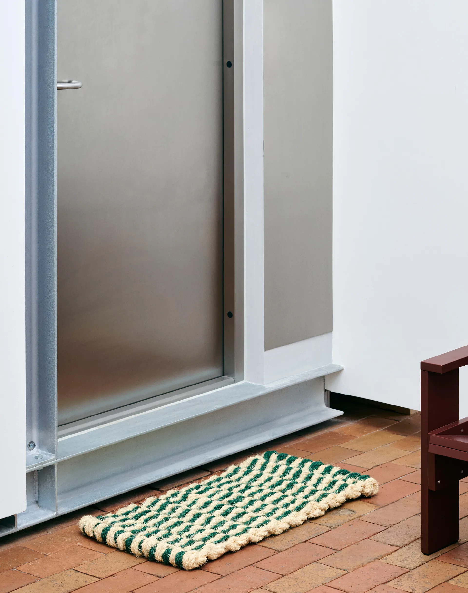 Coco Stripe Wave dørmatte, Dark green-white HAY