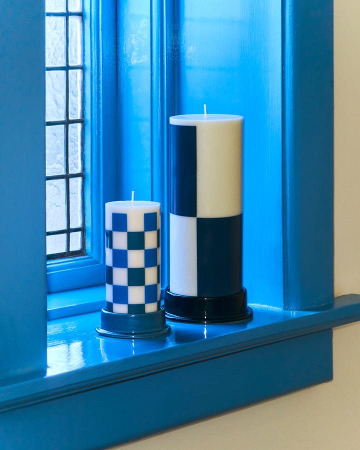 Column Candle kubbelys large 25 cm, Milky green-dark blue HAY