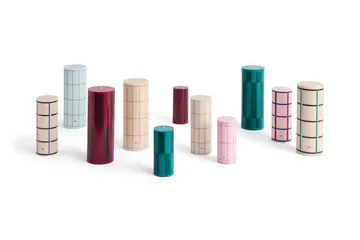 Column Candle kubbelys medium 20 cm - Off white-brown-blue - HAY