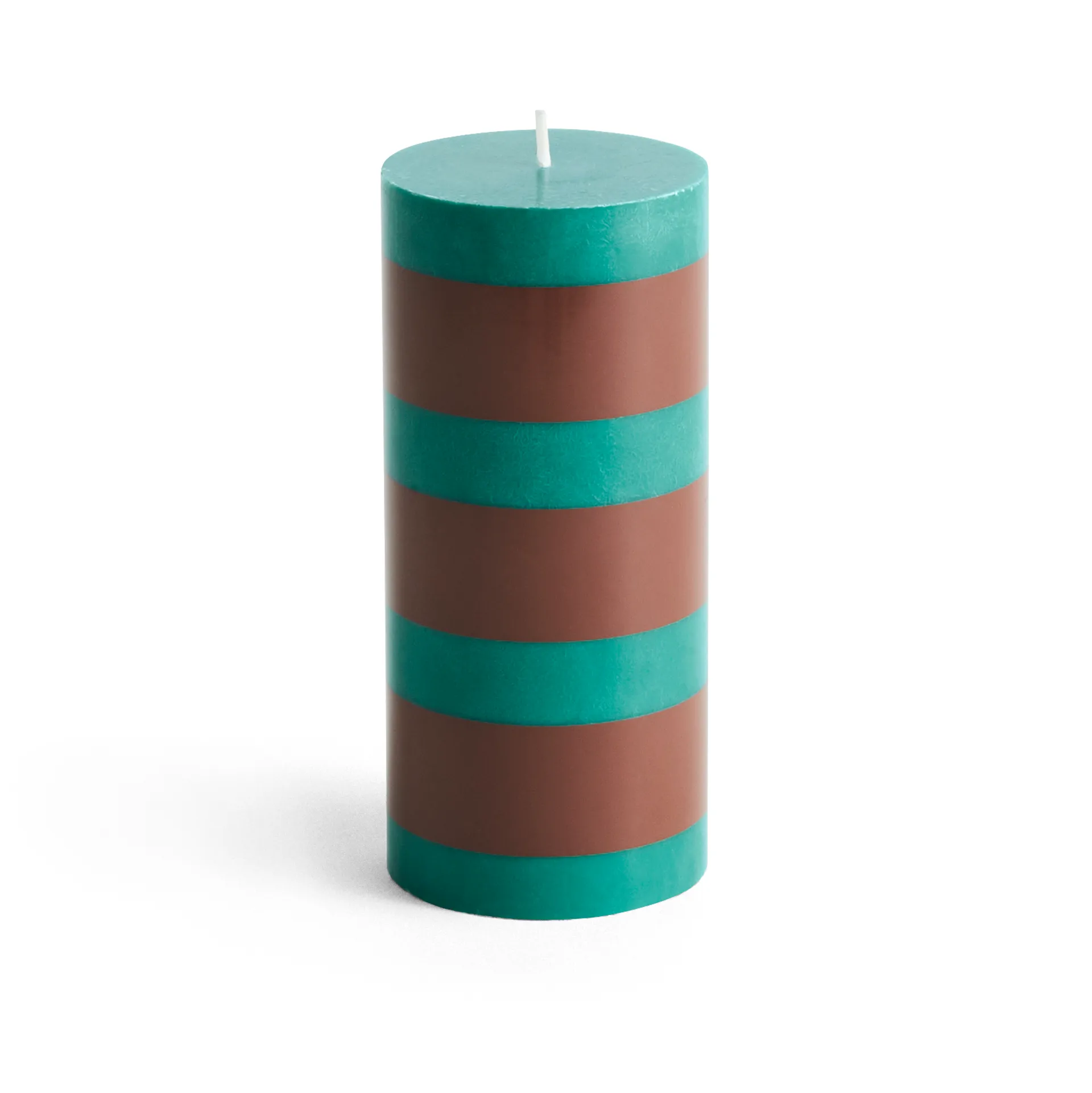 Column Candle kubbelys small 15 cm, Green-brown HAY