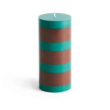 Column Candle kubbelys small 15 cm - Green-brown - HAY