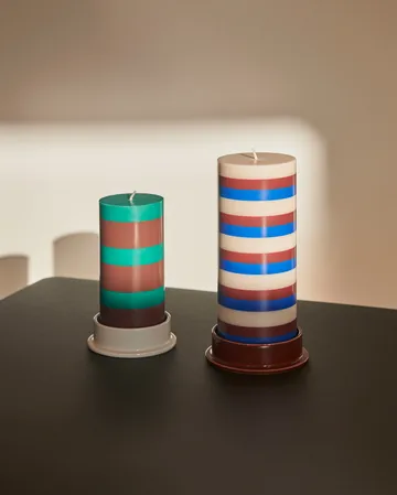 Column Candle kubbelys small 15 cm - Green-brown - HAY