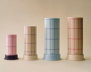 Column Candle kubbelys small 15 cm - Light pink-bordeaux grid - HAY