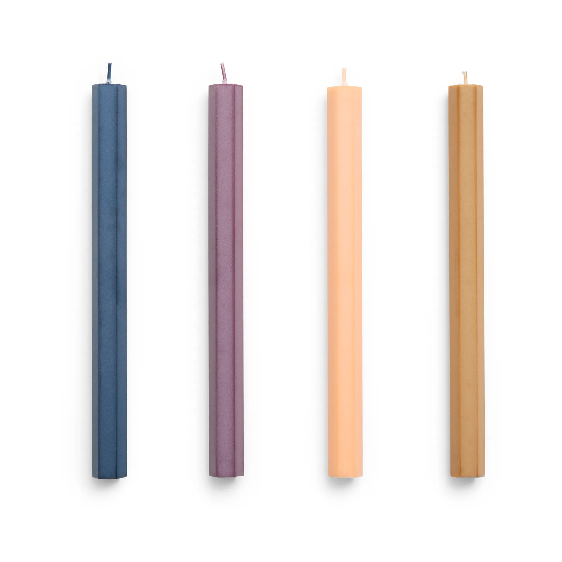 Hexagon Candle lys mix 4-pakning, Dark HAY