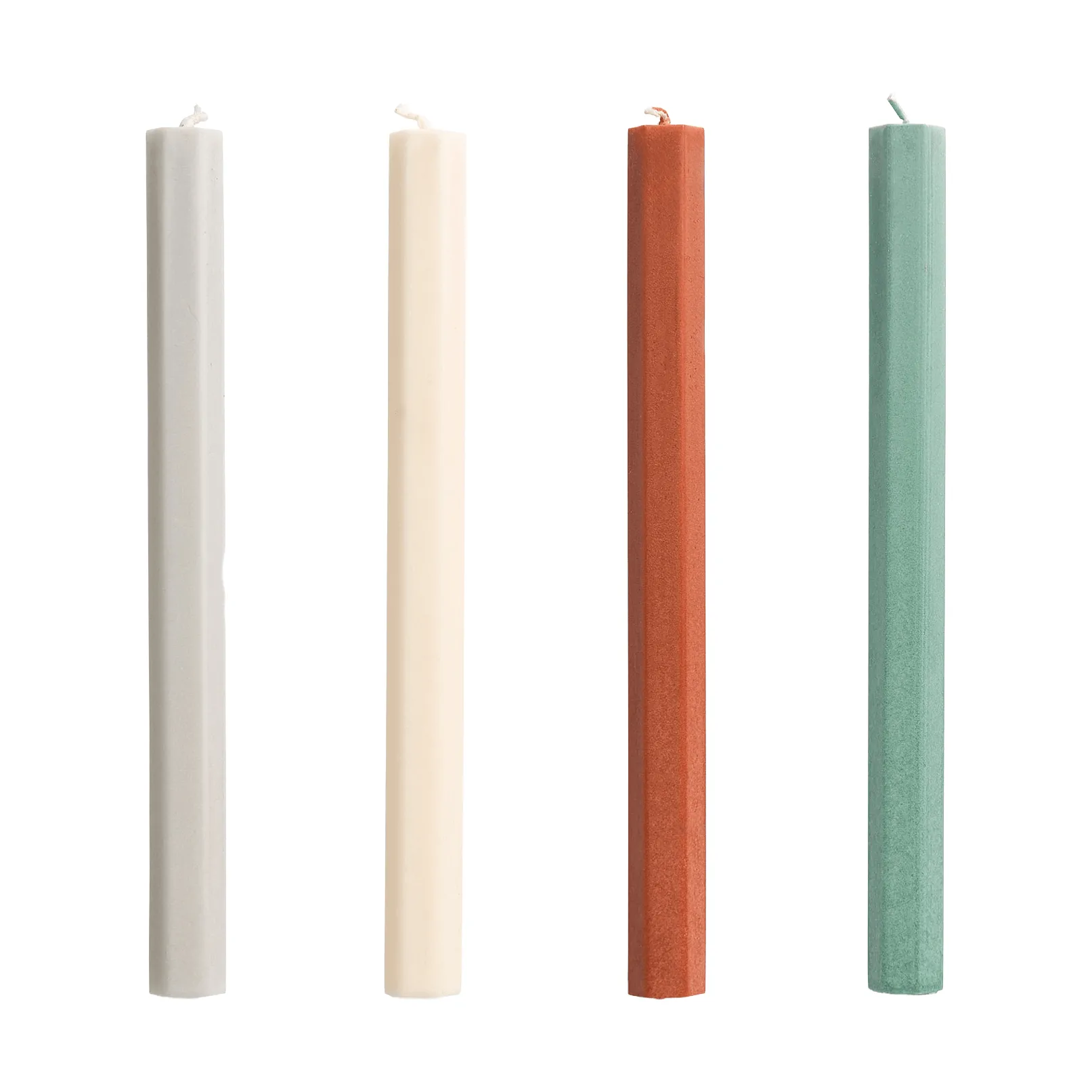 Hexagon Candle lys mix 4-pakning, Forest HAY