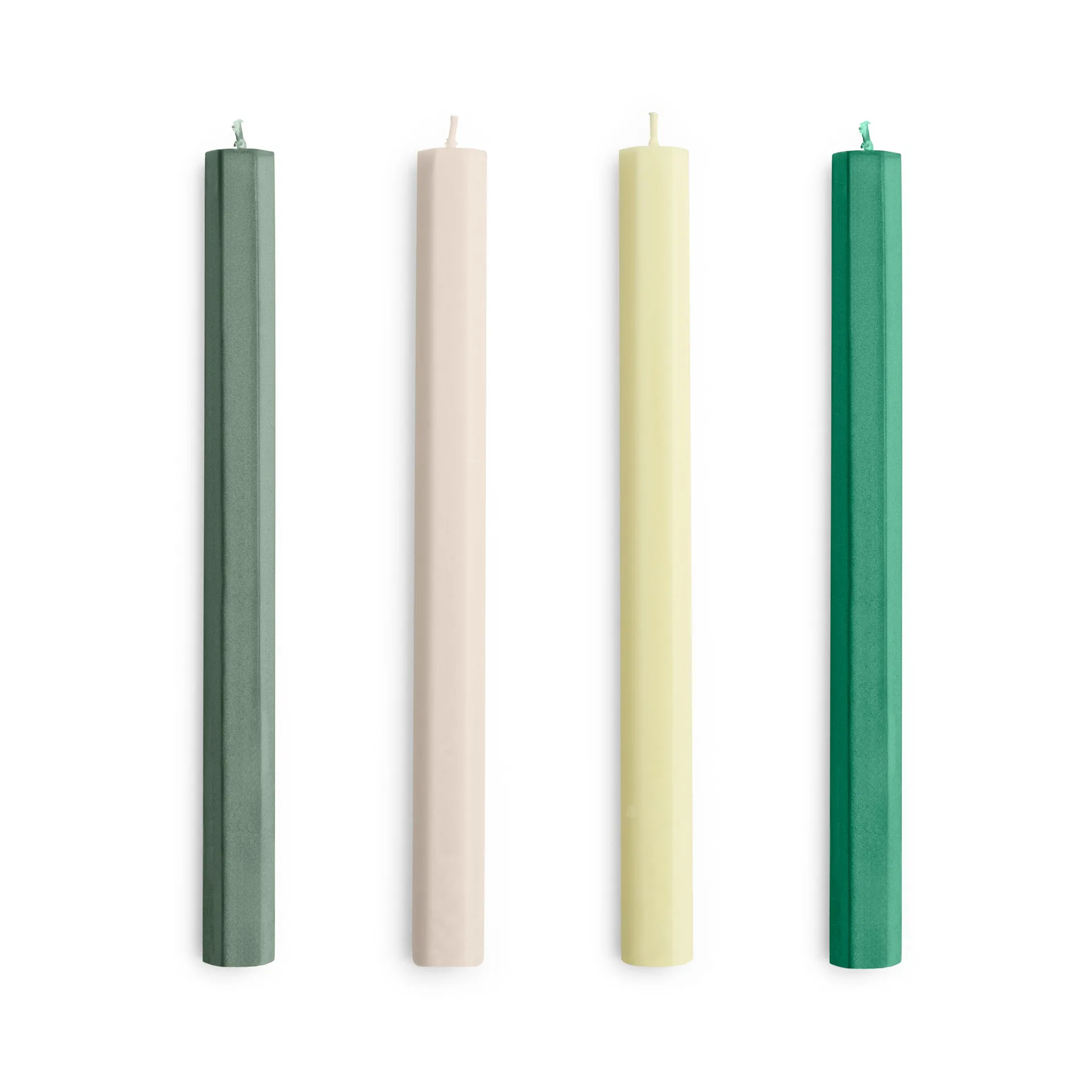 Hexagon Candle lys mix 4-pakning, Greens-whites HAY