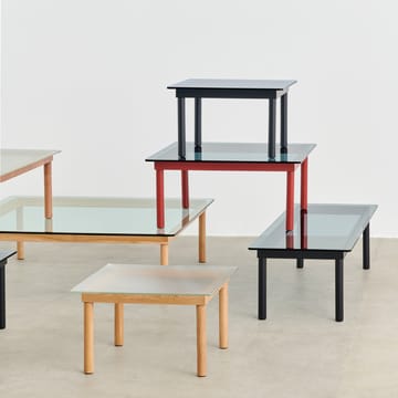 Kofi sofabord - Black oak-glass-topp-blåtonet-b60 cm - HAY