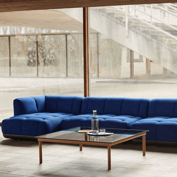Kofi sofabord - Black oak-glasskive-blåtonet-b80 cm - HAY