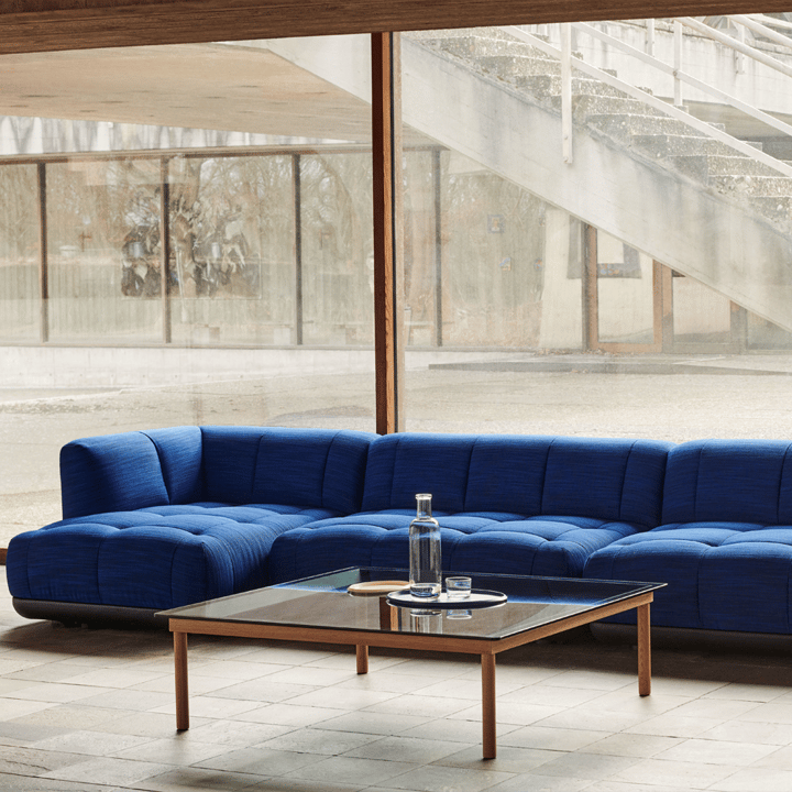 Kofi sofabord, Black oak-glasskive-blåtonet-b80 cm HAY