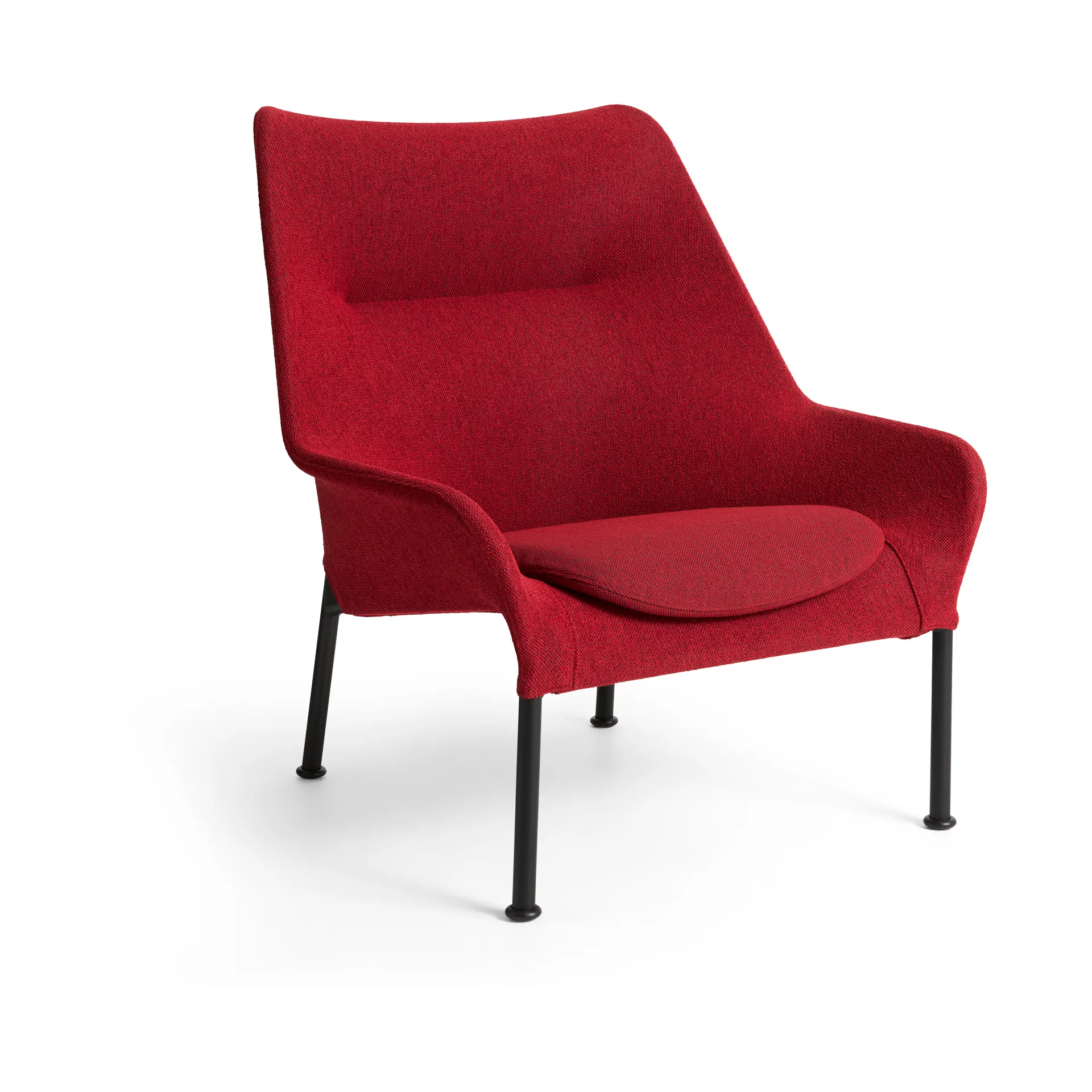 O2 Lounge Chair lenestol, Soft red-svartlakkert stål HAY
