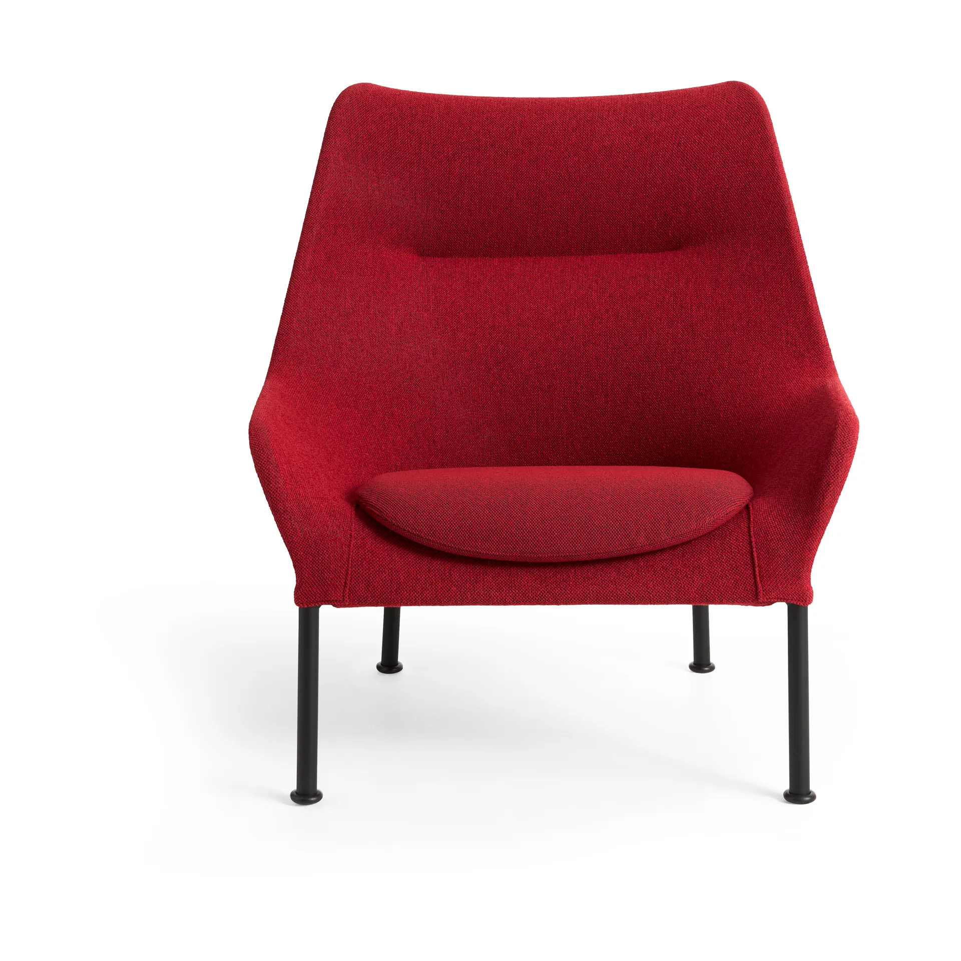 O2 Lounge Chair lenestol, Soft red-svartlakkert stål HAY