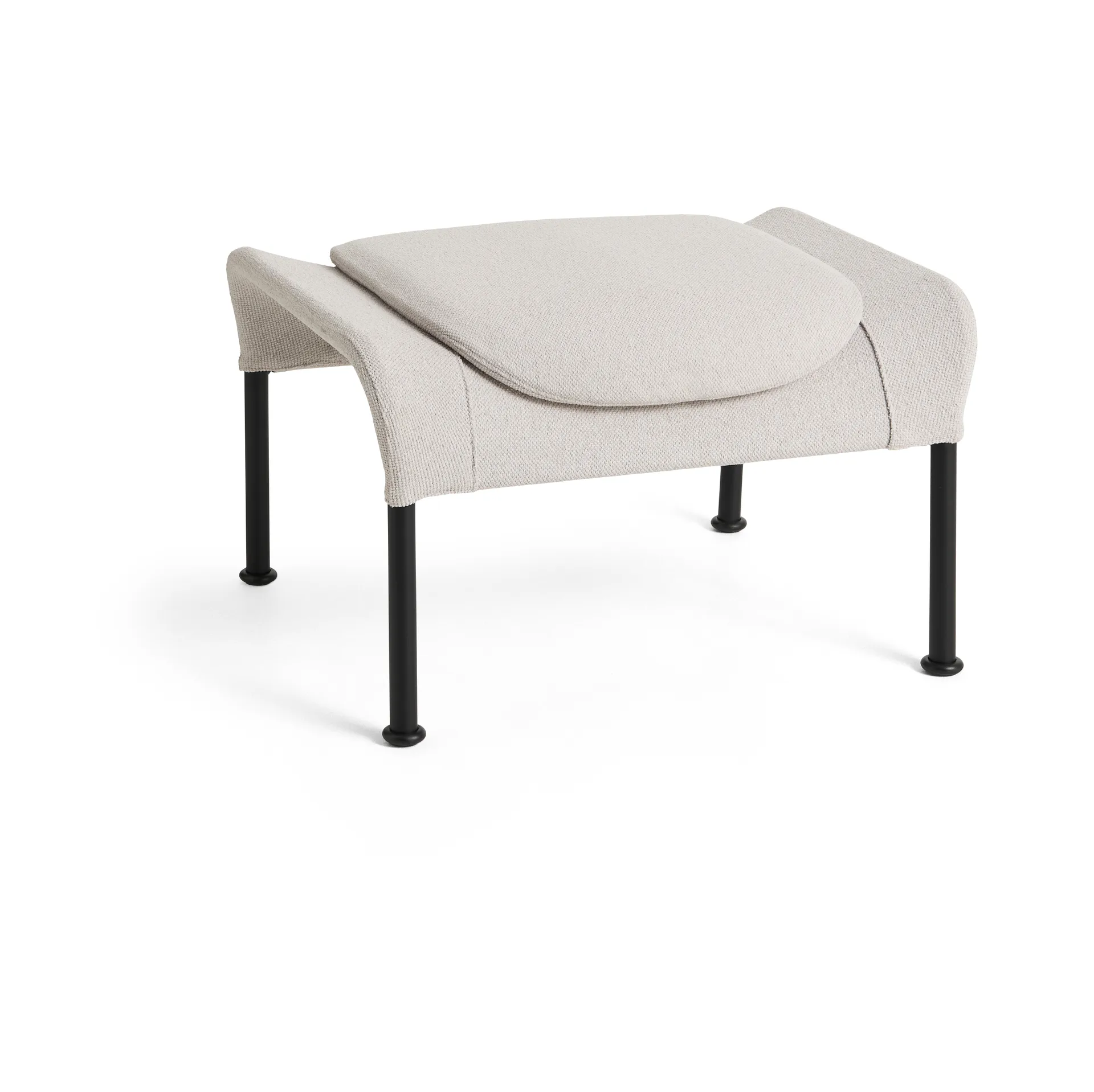 O2 Ottoman fotskammel, Soft light-grey-svartlakkert stål HAY