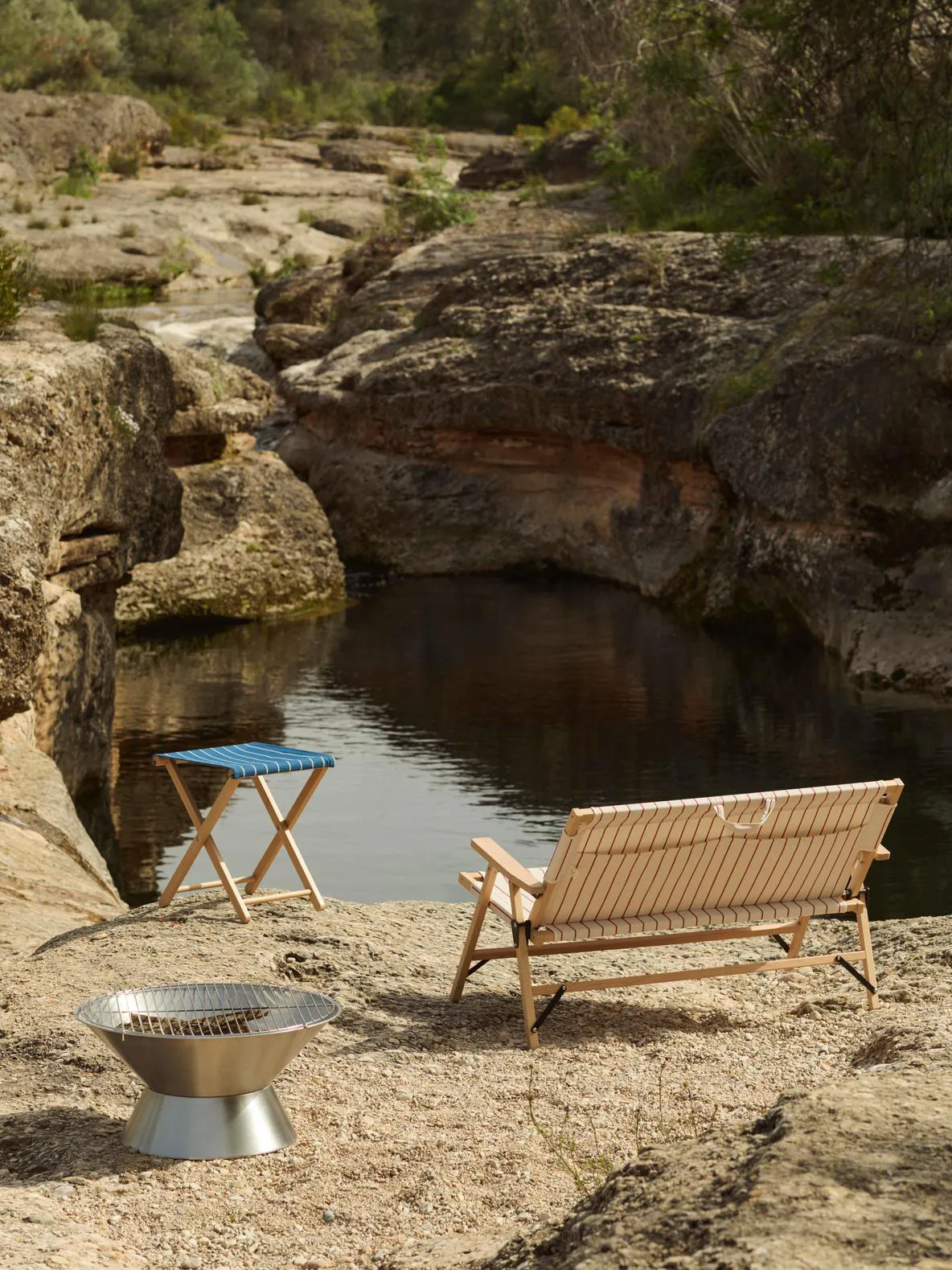 Outdoor Market krakk sammenleggbar, Blue-beige HAY