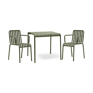 Palissade spisegruppe 2 armlenstoler 82,5x90 cm olive - HAY