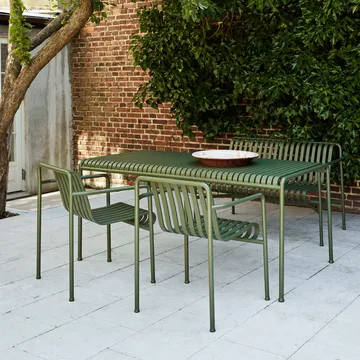 Palissade spisegruppe 2 Dining lenestol + benk 170x90 cm olive - HAY