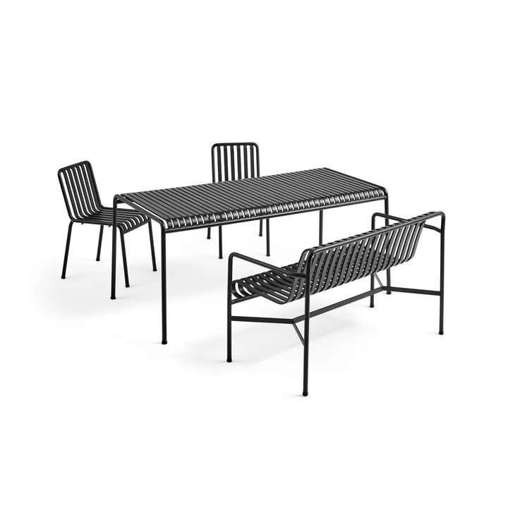 Palissade spisegruppe 2 stoler + benk 170x90 cm - Anthracite - HAY