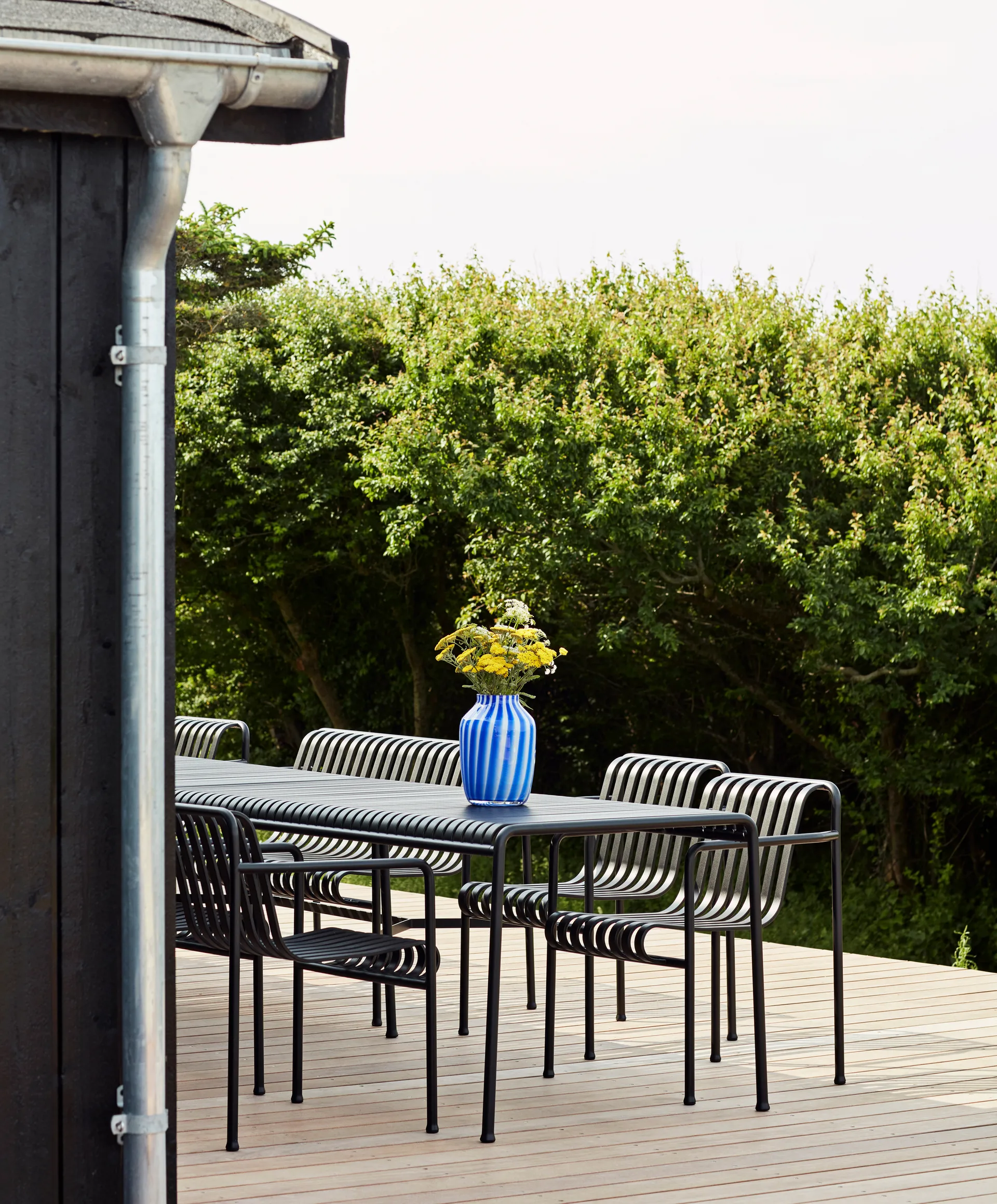 Palissade spisegruppe 2 stoler + benk 170x90 cm - Anthracite,  HAY