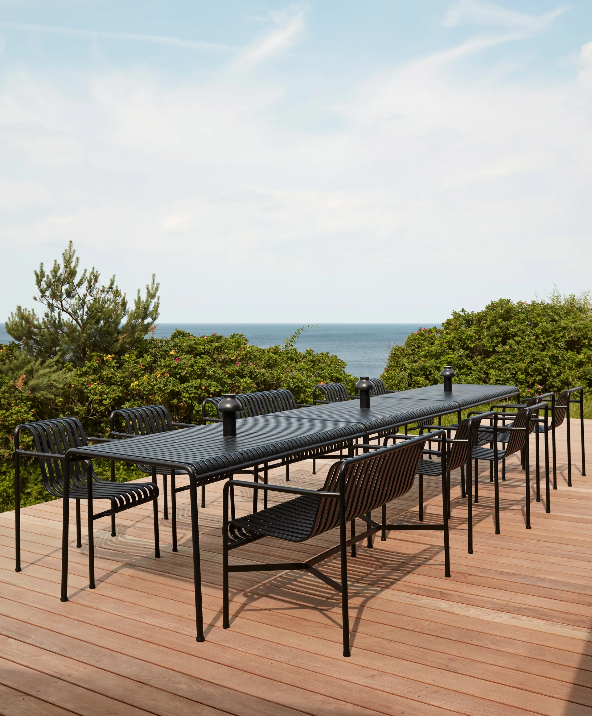 Palissade spisegruppe 2 stoler + benk 170x90 cm - Anthracite,  HAY