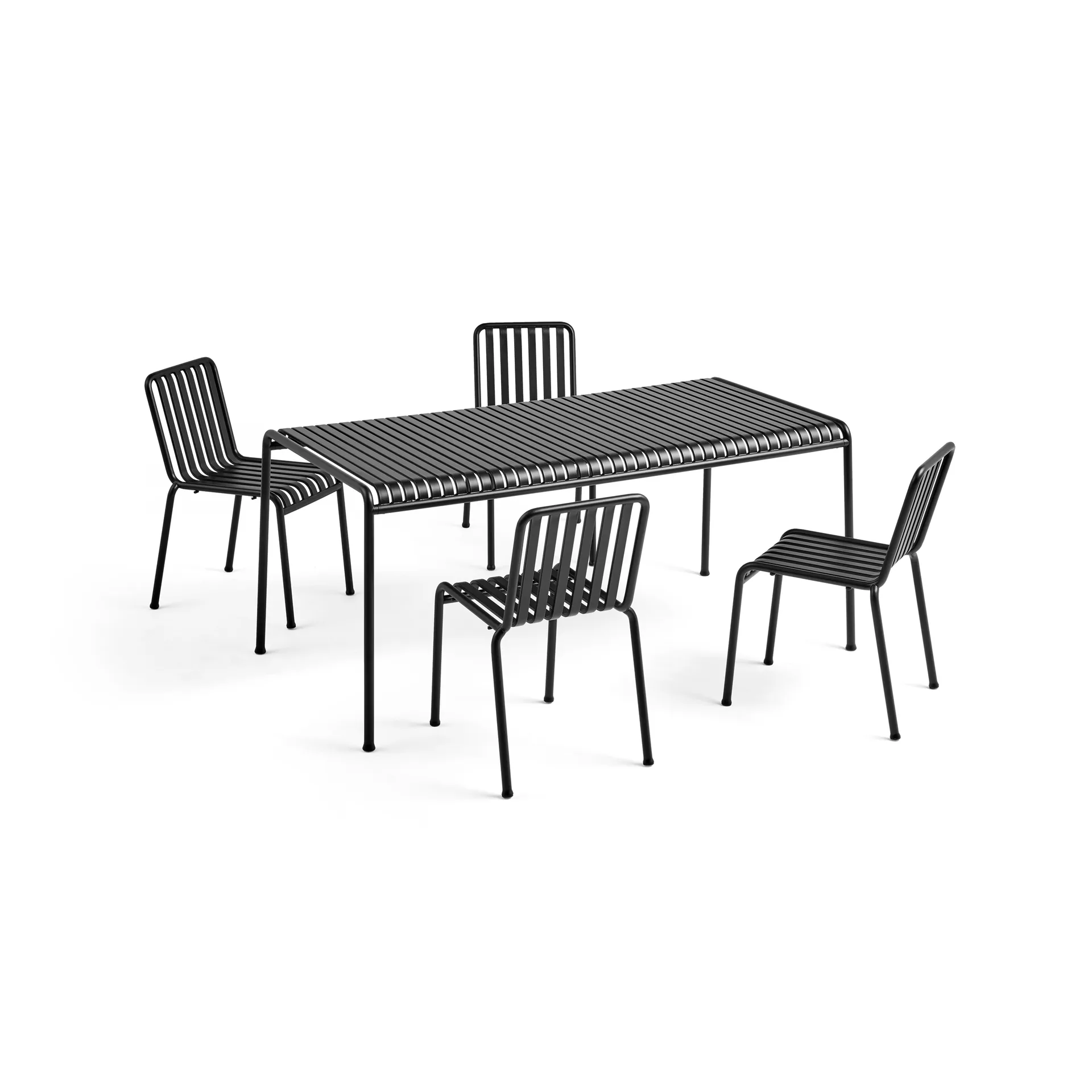 Palissade spisegruppe 4 stoler 170x90 cm - Anthracite,  HAY