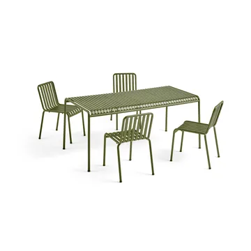 Palissade spisegruppe 4 stoler 170x90 cm - Olive - HAY
