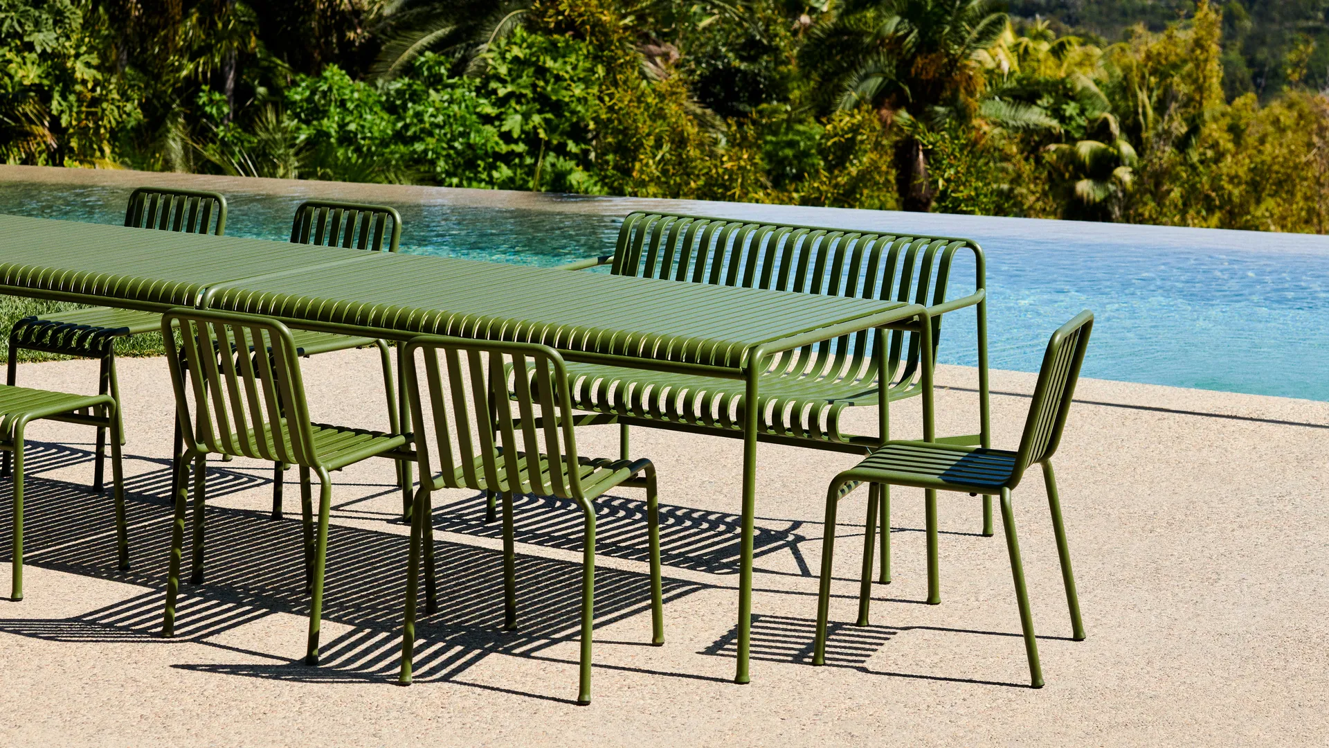 Palissade spisegruppe 4 stoler 170x90 cm - Olive,  HAY