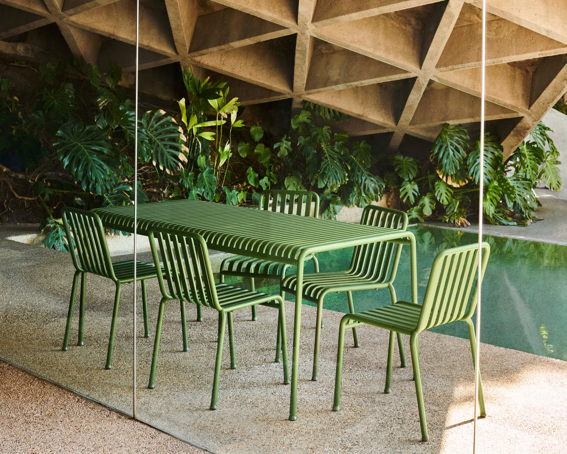 Palissade spisegruppe 4 stoler 170x90 cm - Olive HAY