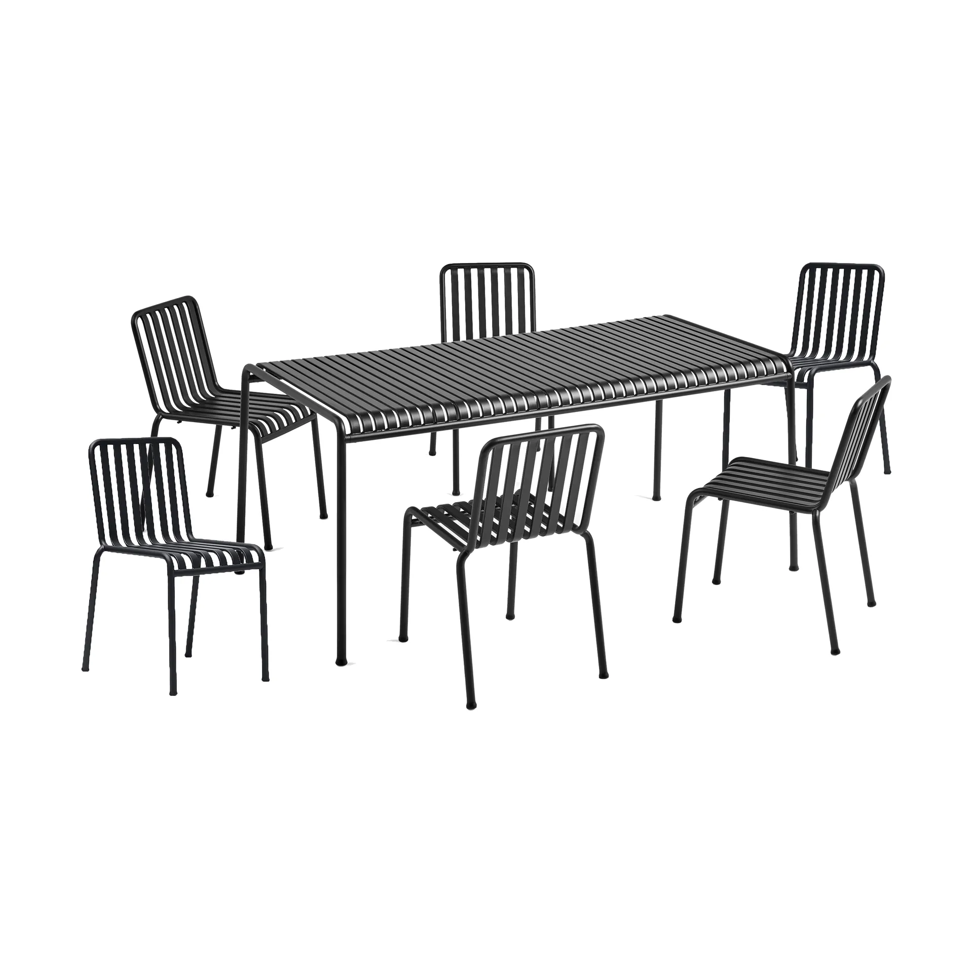 Palissade spisegruppe 6 stoler 170x90 cm anthracite,  HAY