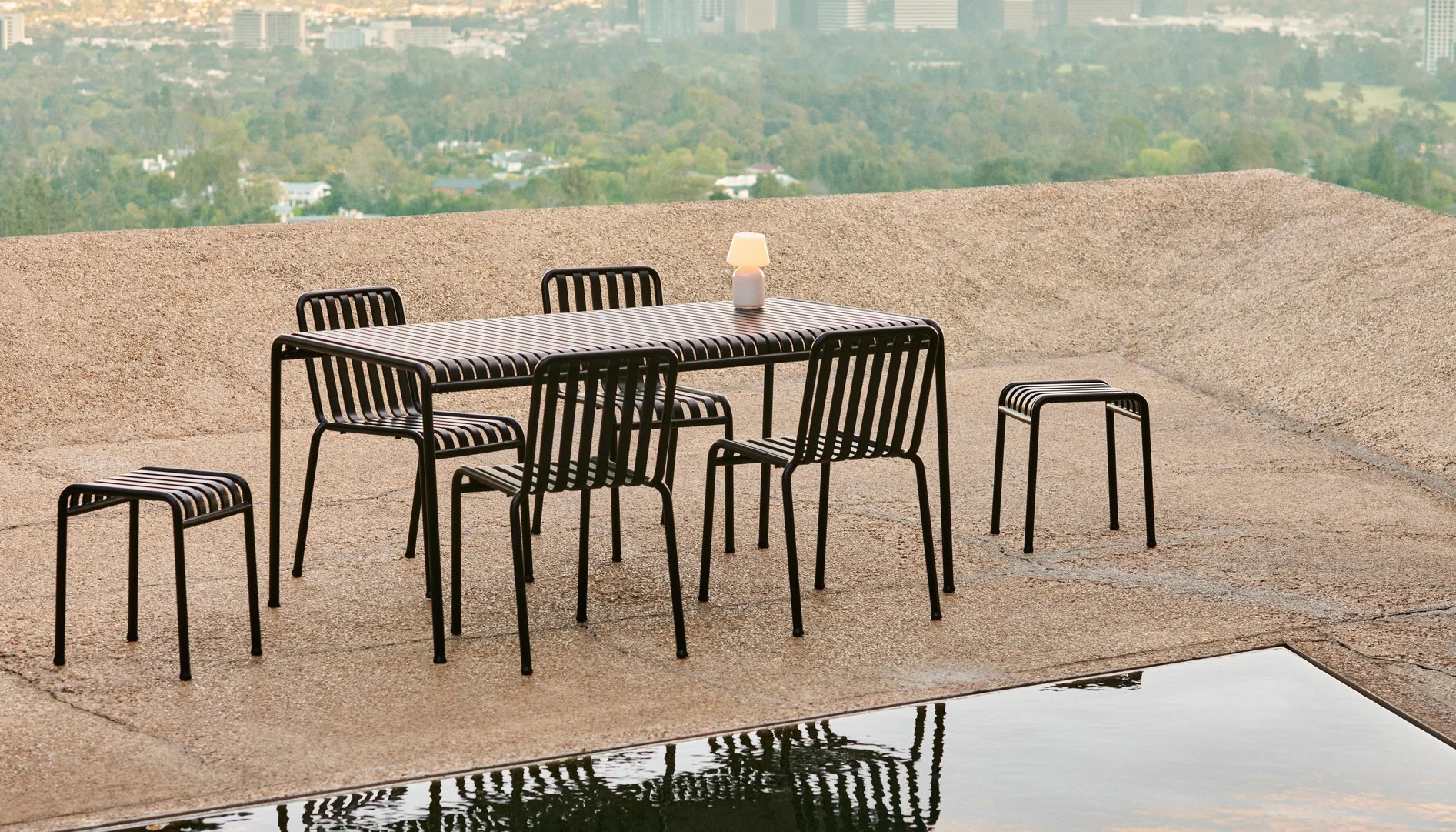 Palissade spisegruppe 6 stoler 170x90 cm anthracite,  HAY