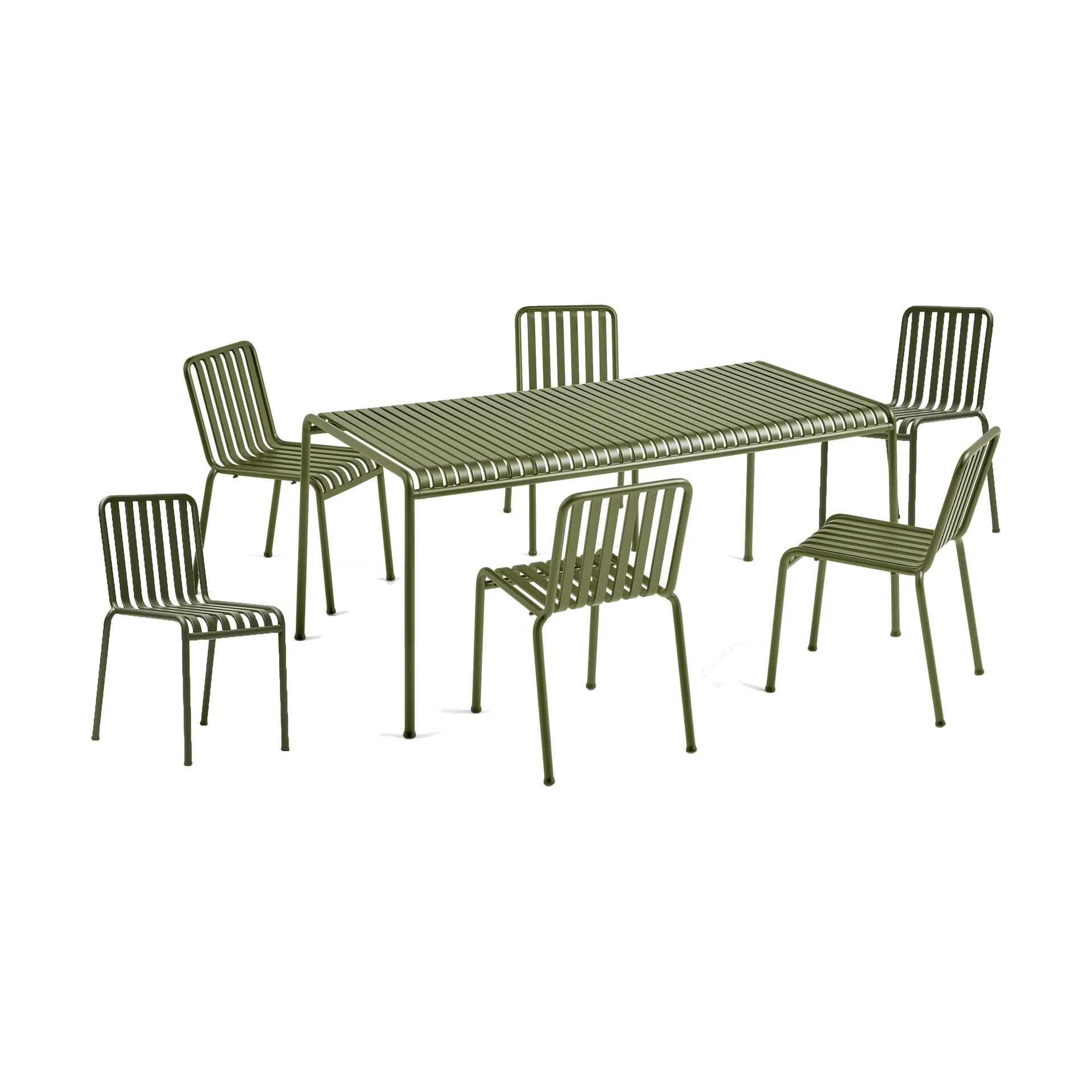Palissade spisegruppe 6 stoler 170x90 cm olive,  HAY