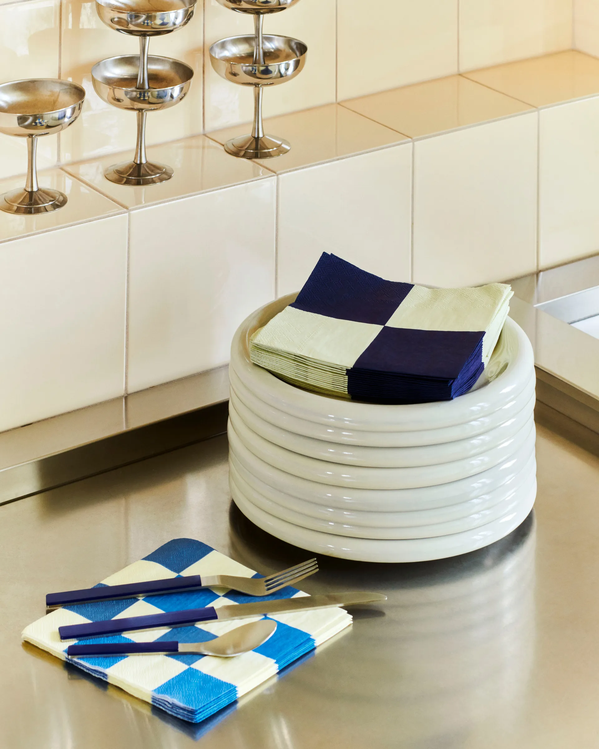 Pattern Dinner Check serviett 40x40 cm 20-pakning, Off white-blues M HAY