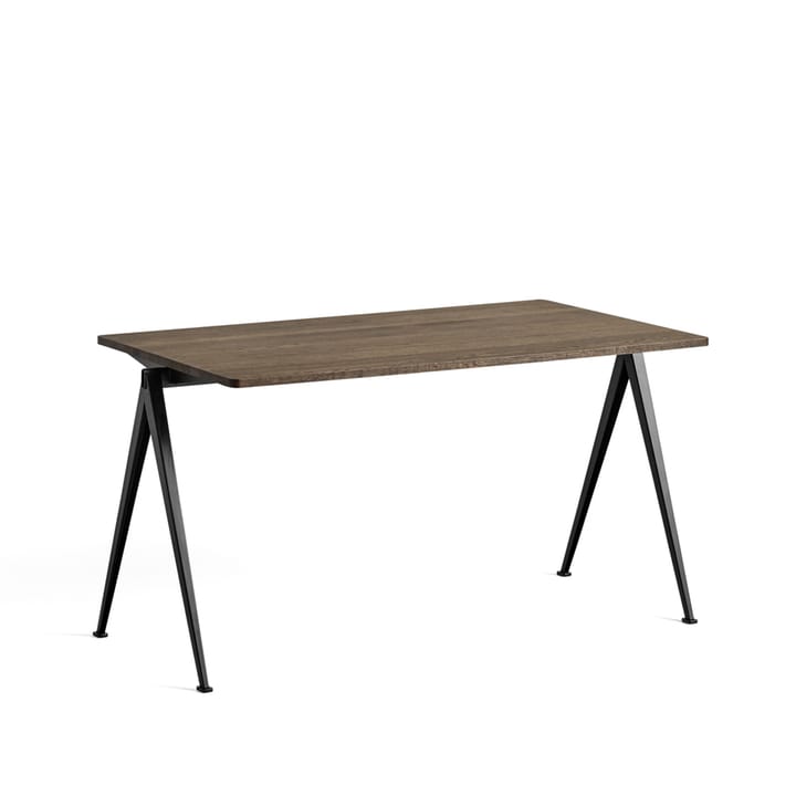 Pyramid 01 skrivebord - oak smoked, 140x75cm, svart stål stativ - HAY