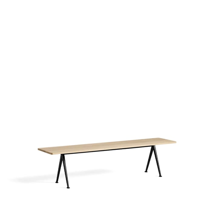 Pyramid benk - Oak matt lakkert-190cm-svart stål stativ - HAY