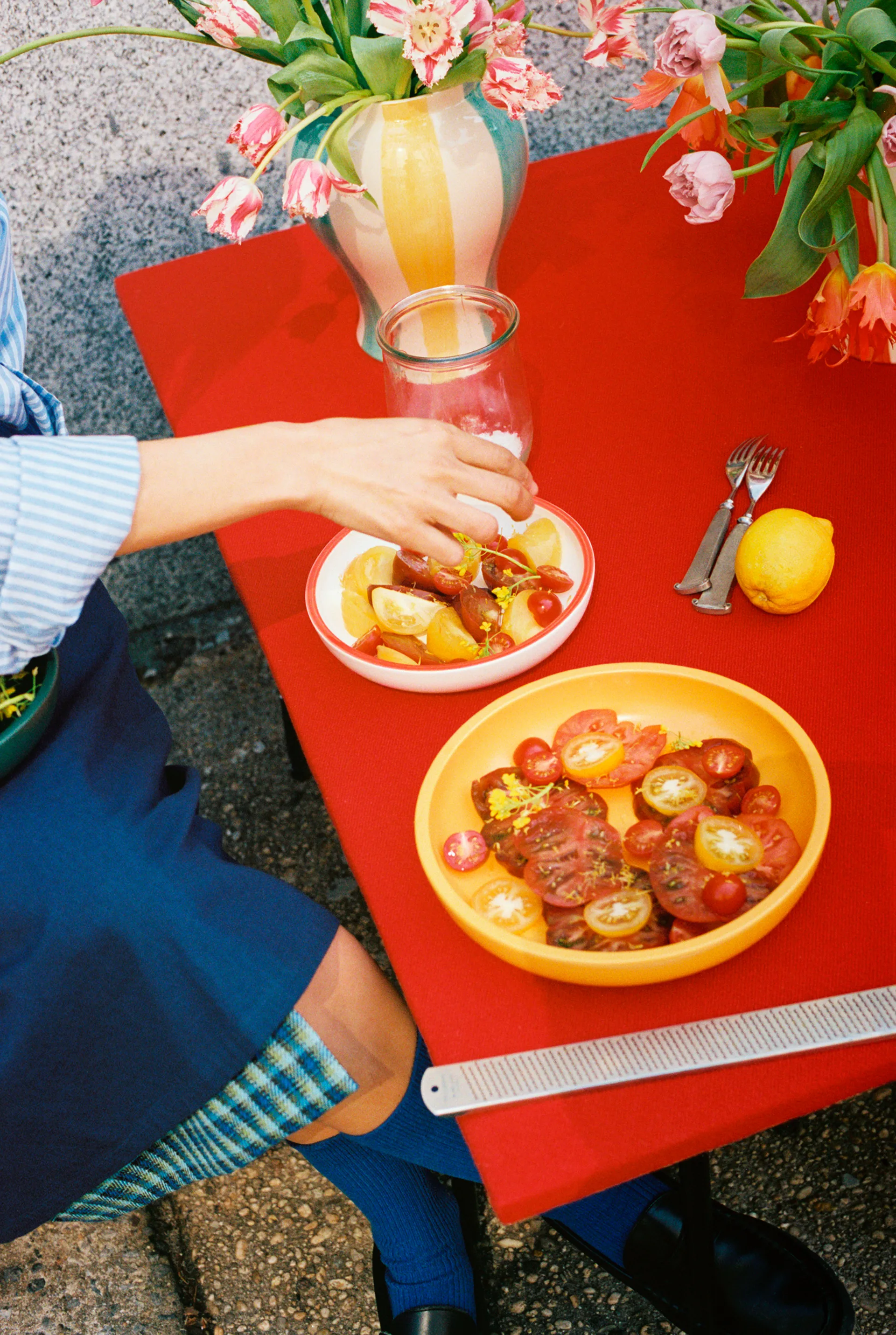 Sobremesa stripe vase L 25 cm, Grønn-gul HAY