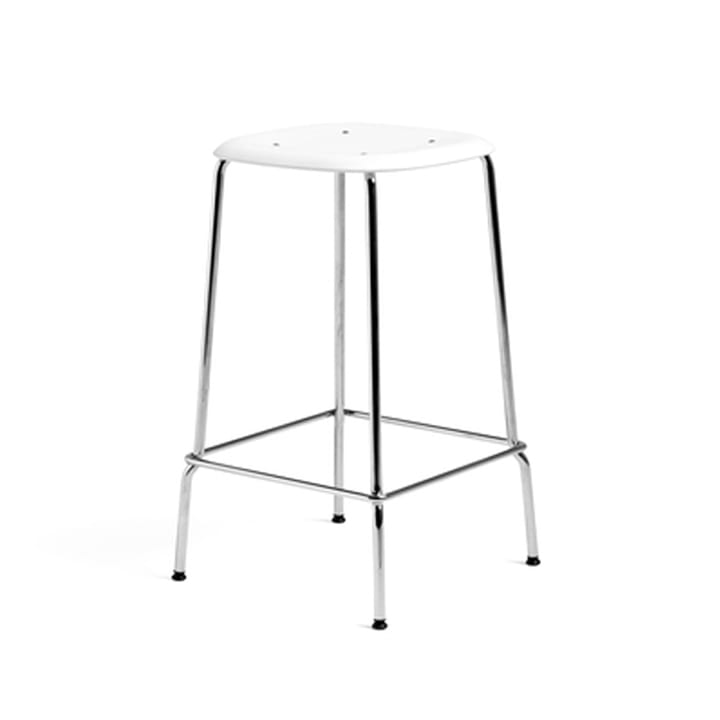 Soft Edge 85 Low barstol - white, krom stål stativ - HAY