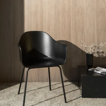 Uchiwa loungestol - Black/white-svart eik-svart lær - HAY