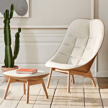 Uchiwa Quilt loungestol - 12 clementine-svart eik-svart lær - HAY