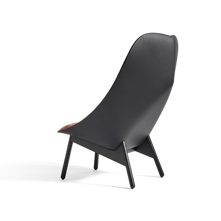 Uchiwa Quilt loungestol, 12 clementine-svart eik-svart lær HAY