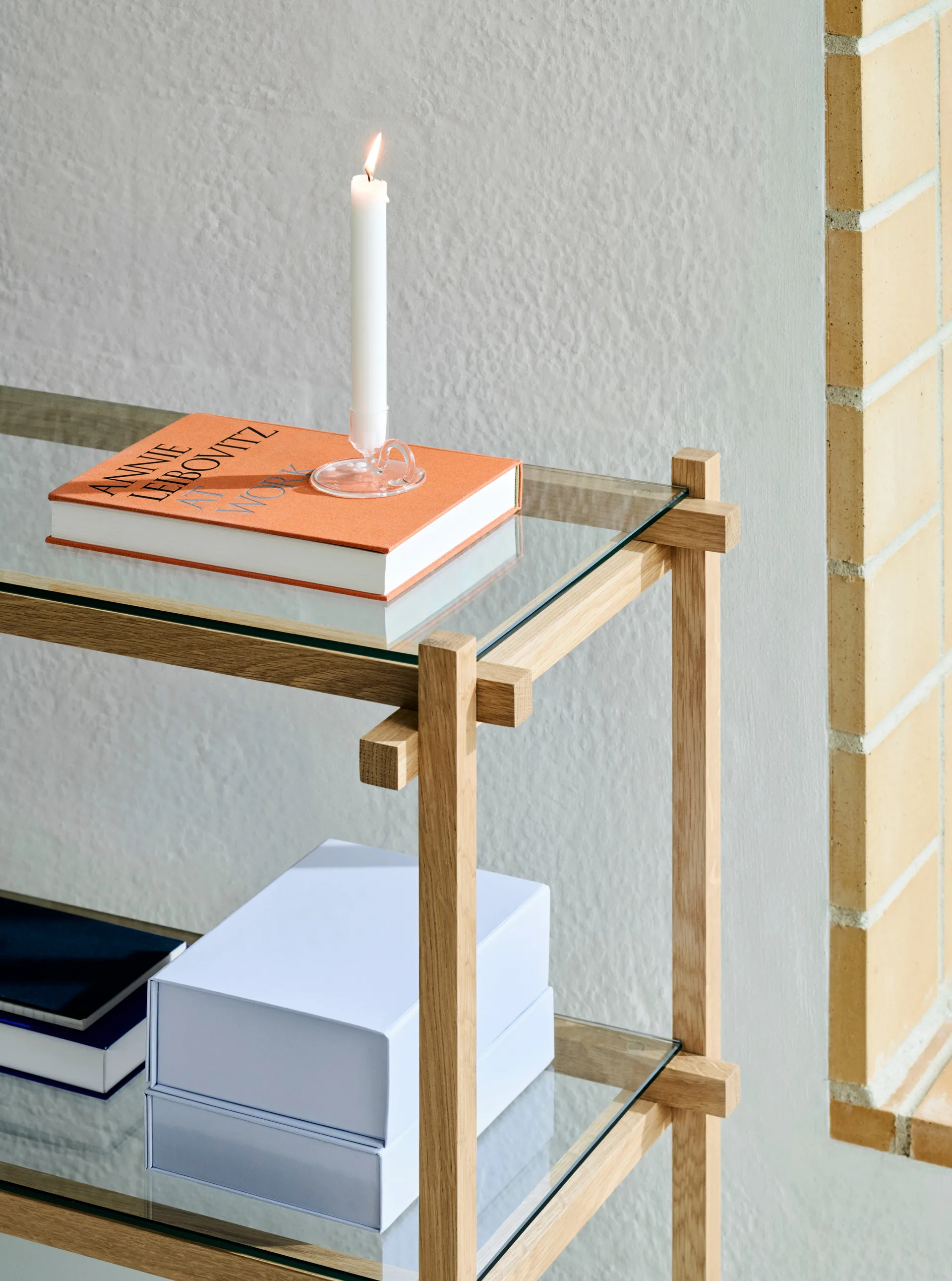 Woody hylle, Eik-clear glass, low HAY