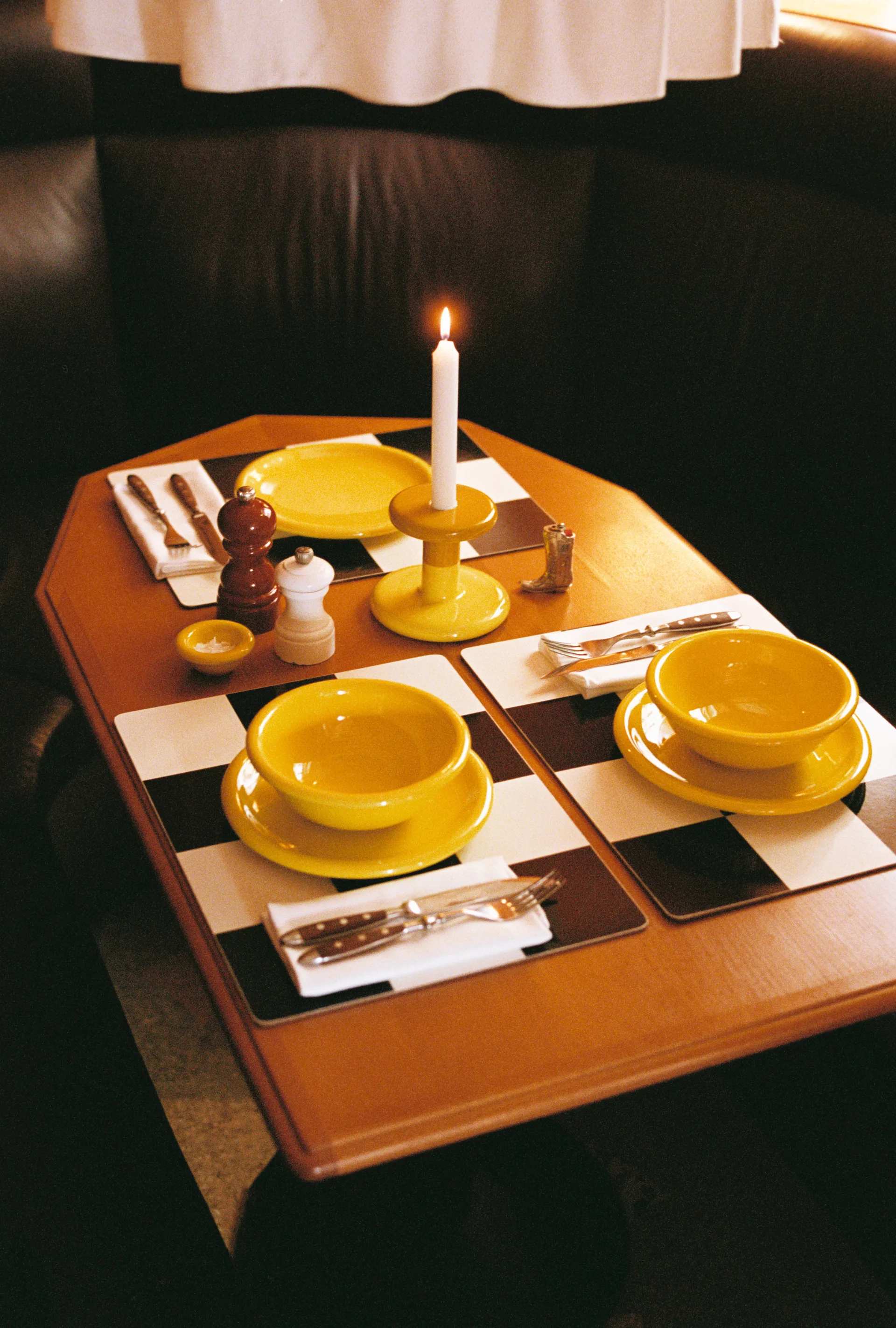 Check spisebrikke 30x40 cm 2-pakning, Terracotta-cobalt Hem